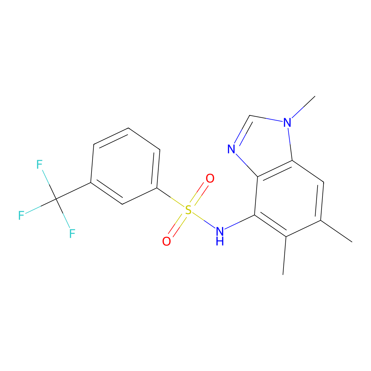 3-(trifluoromethyl)-N-(1,5,6-trimethyl-1H-1,3-benzimidazol-4-yl)benzenesulfonamide molecular structure, CAS 338411-06-6