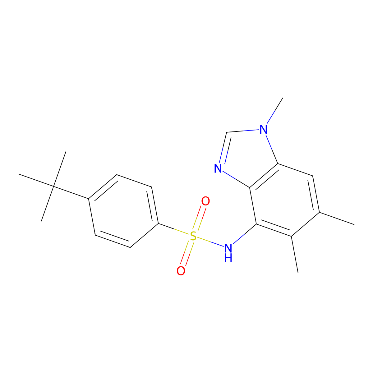 4-(tert-butyl)-N-(1,5,6-trimethyl-1H-1,3-benzimidazol-4-yl)benzenesulfonamide molecular structure, CAS 338411-11-3