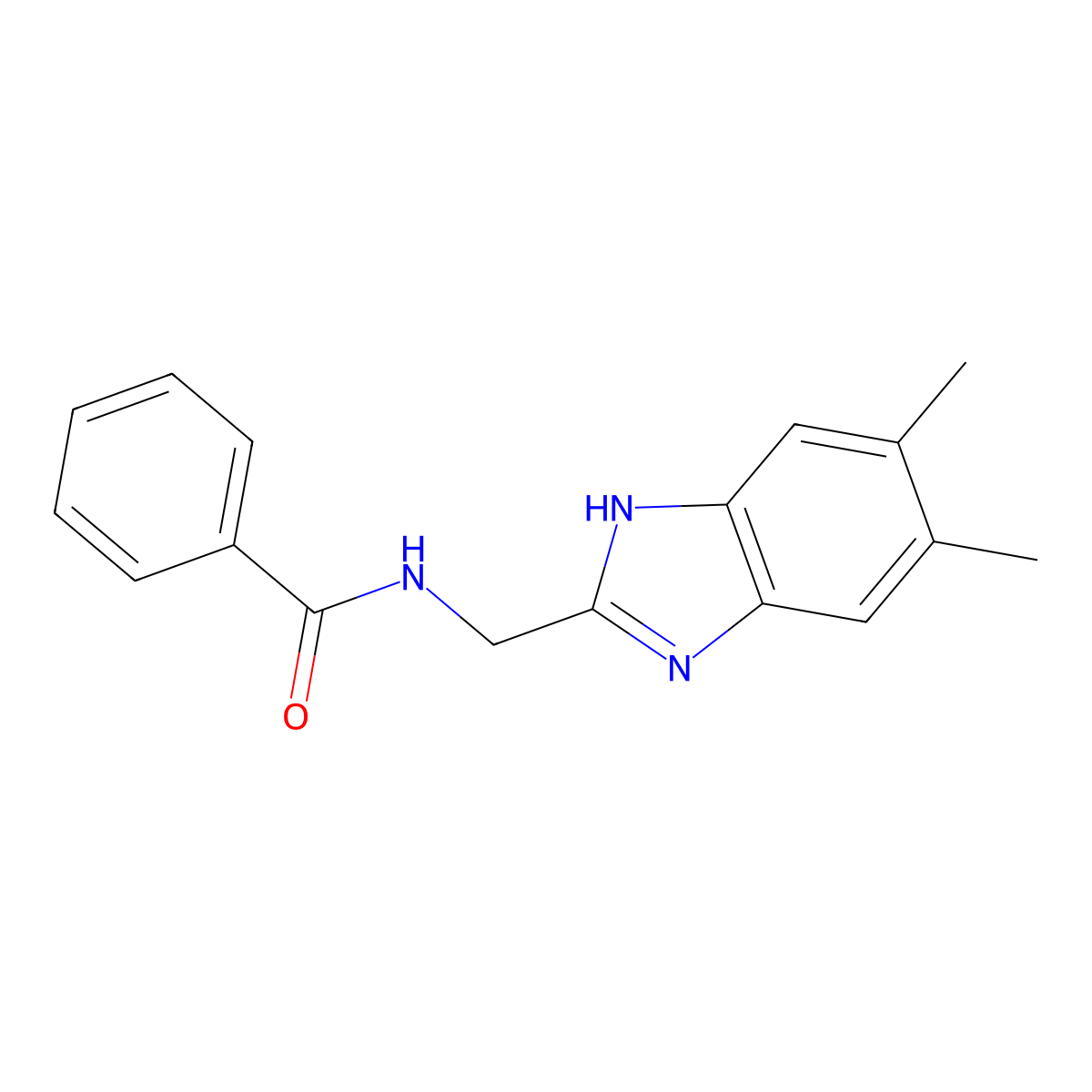 N-((5,6-Dimethyl-1H-benzimidazol-2-yl)methyl)benzenecarboxamide molecular structure, CAS 338411-17-9