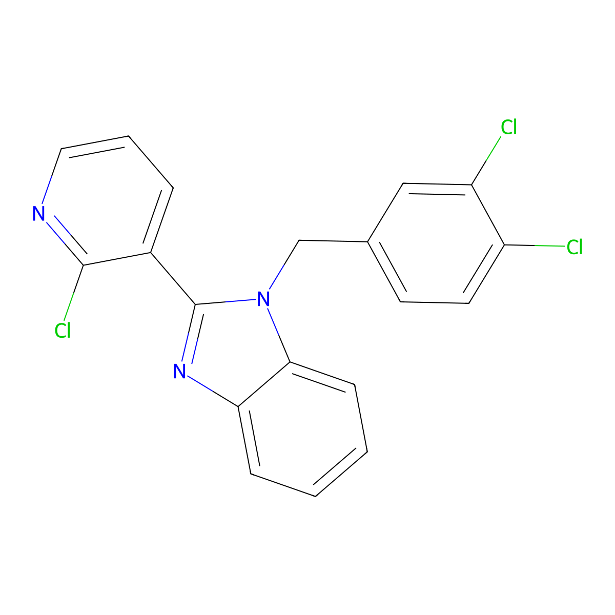 2-(2-chloro-3-pyridinyl)-1-(3,4-dichlorobenzyl)-1H-1,3-benzimidazole molecular structure, CAS 338411-21-5