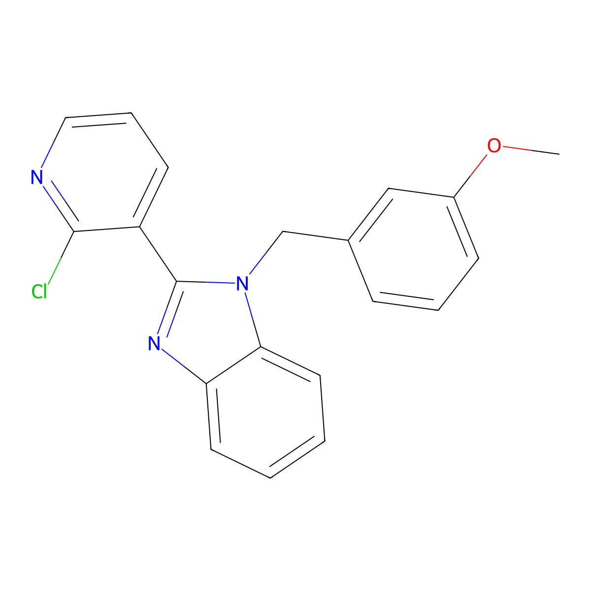 2-(2-chloropyridin-3-yl)-1-(3-methoxybenzyl)-1H-benzo[d]imidazole molecular structure, CAS 338411-22-6