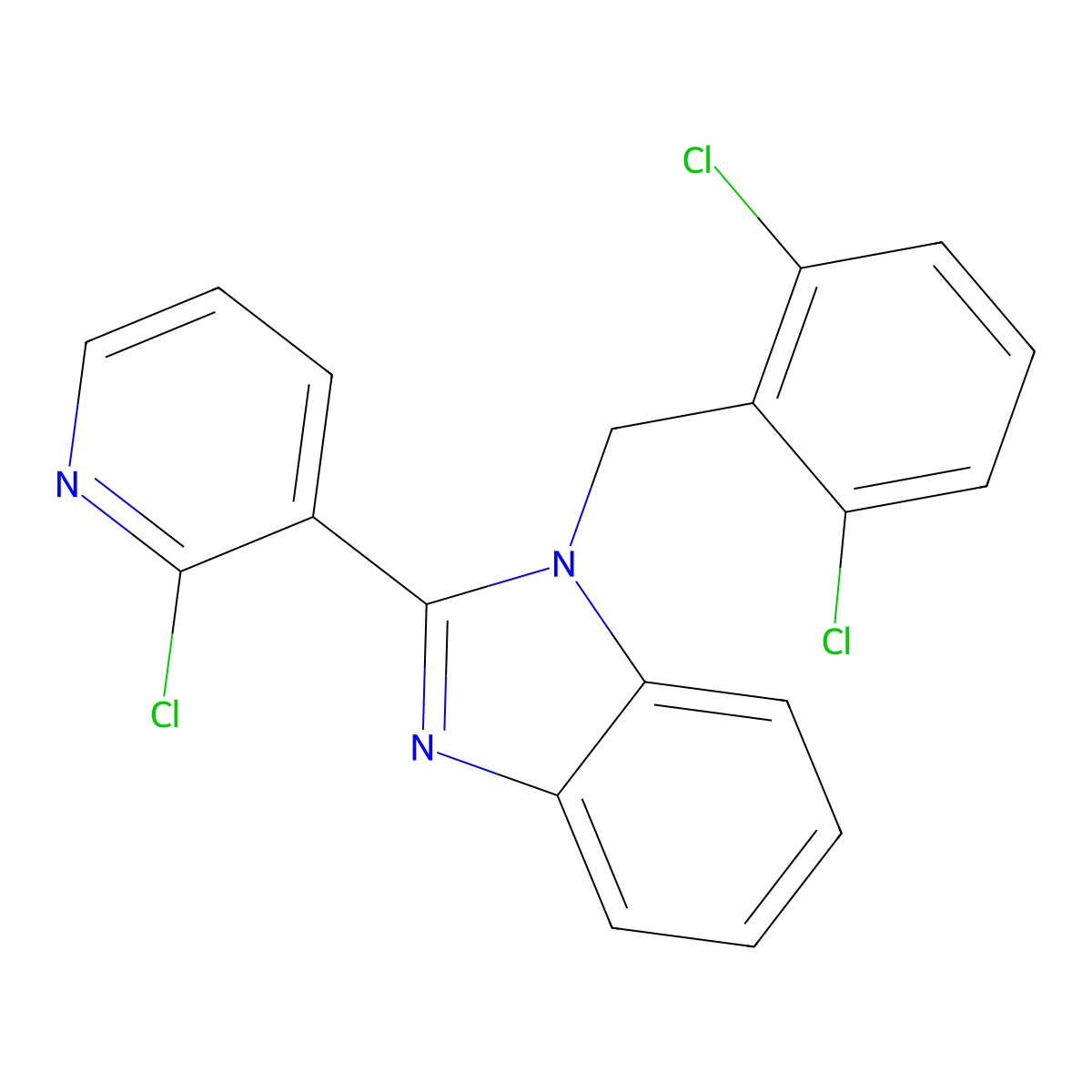 2-(2-chloro-3-pyridinyl)-1-(2,6-dichlorobenzyl)-1H-1,3-benzimidazole molecular structure, CAS 338411-23-7