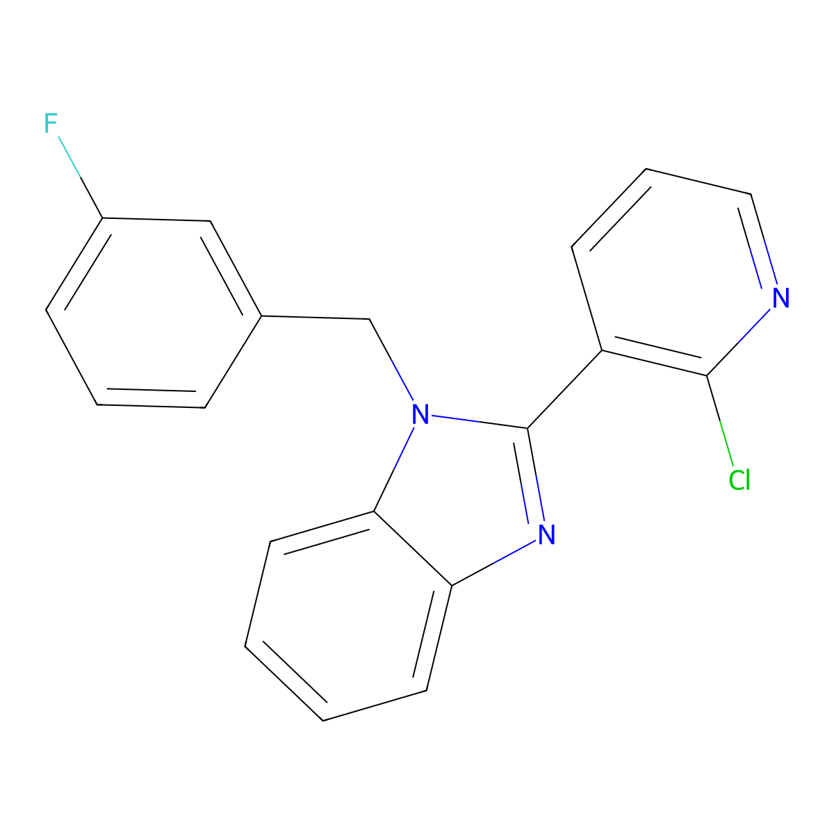 2-(2-chloro-3-pyridinyl)-1-(3-fluorobenzyl)-1H-1,3-benzimidazole molecular structure, CAS 338411-26-0