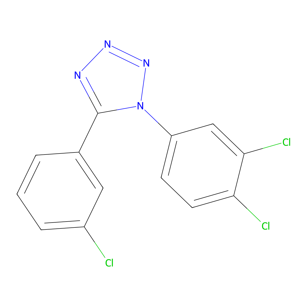5-(3-chlorophenyl)-1-(3,4-dichlorophenyl)-1H-1,2,3,4-tetraazole molecular structure, CAS 338411-30-6