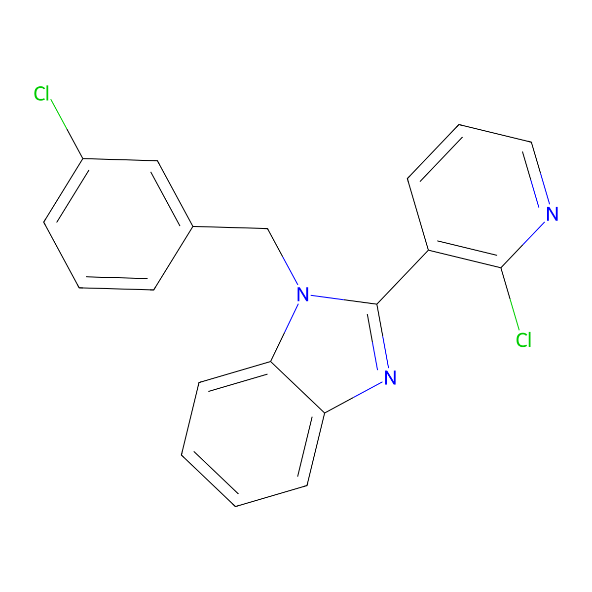 1-(3-chlorobenzyl)-2-(2-chloro-3-pyridinyl)-1H-1,3-benzimidazole molecular structure, CAS 338411-32-8
