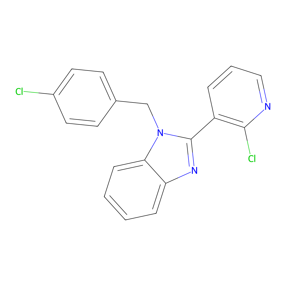 1-(4-chlorobenzyl)-2-(2-chloro-3-pyridinyl)-1H-1,3-benzimidazole molecular structure, CAS 338411-33-9