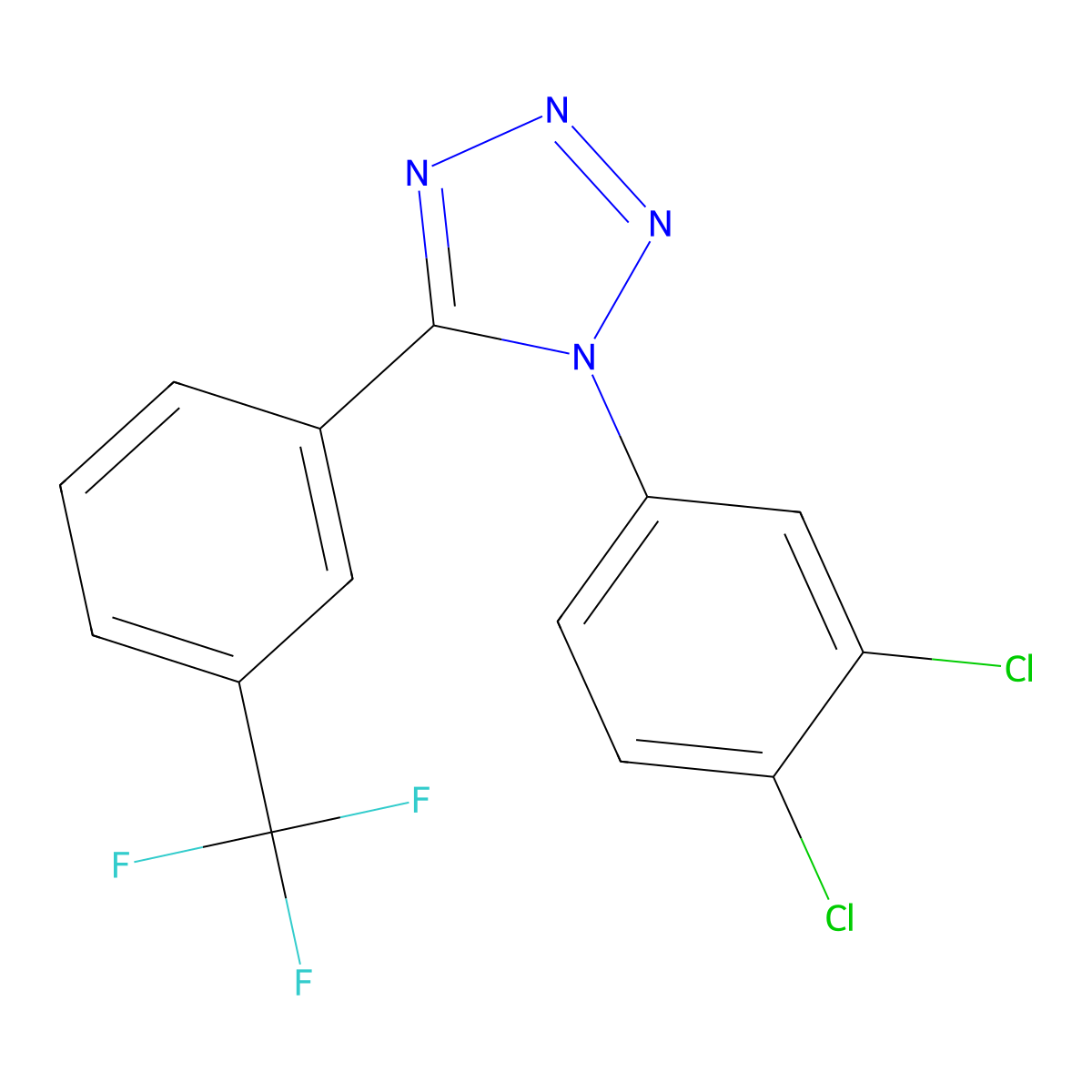 1-(3,4-dichlorophenyl)-5-[3-(trifluoromethyl)phenyl]-1H-1,2,3,4-tetraazole molecular structure, CAS 338411-34-0