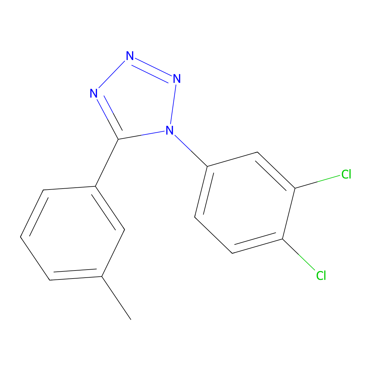 1-(3,4-dichlorophenyl)-5-(3-methylphenyl)-1H-1,2,3,4-tetraazole molecular structure, CAS 338411-36-2