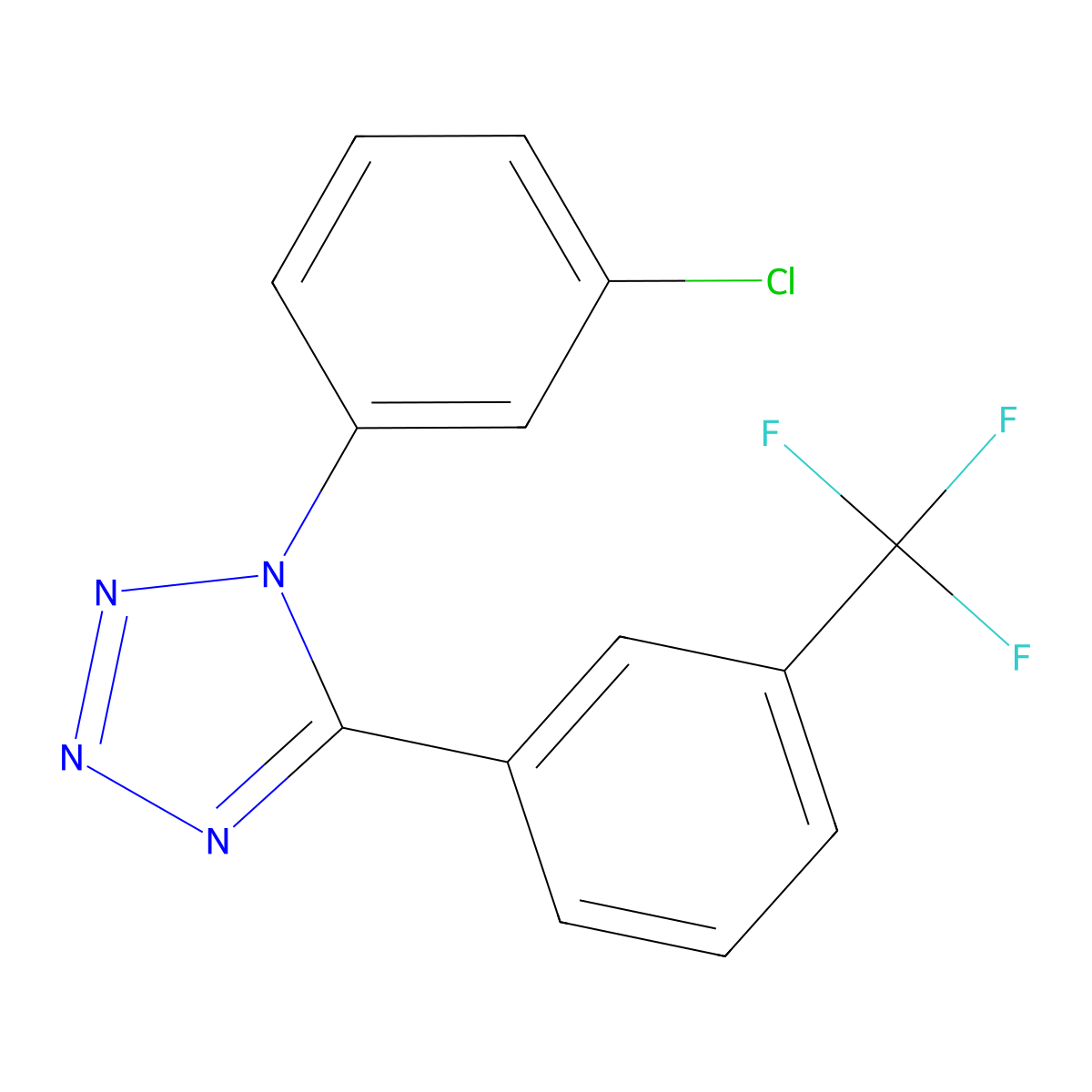 1-(3-chlorophenyl)-5-[3-(trifluoromethyl)phenyl]-1H-1,2,3,4-tetraazole molecular structure, CAS 338411-41-9