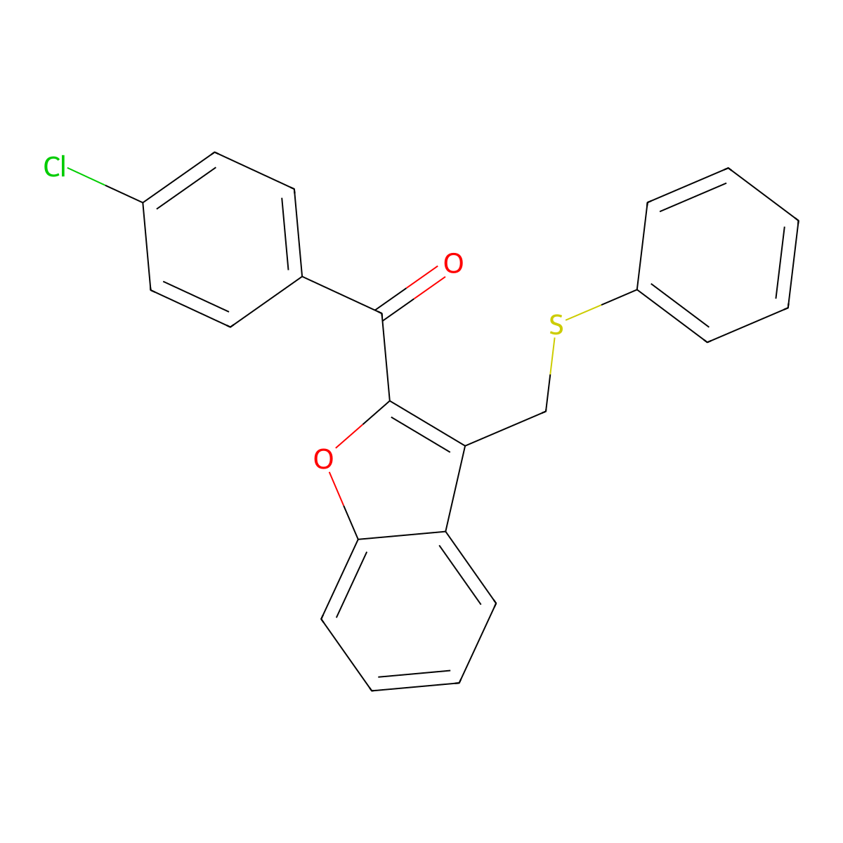 (4-Chlorophenyl){3-[(phenylsulfanyl)methyl]-1-benzofuran-2-yl}methanone molecular structure, CAS 338411-42-0