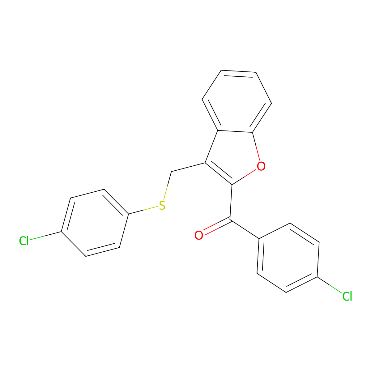 (4-Chlorophenyl)(3-{[(4-chlorophenyl)sulfanyl]methyl}-1-benzofuran-2-yl)methanone molecular structure, CAS 338411-44-2