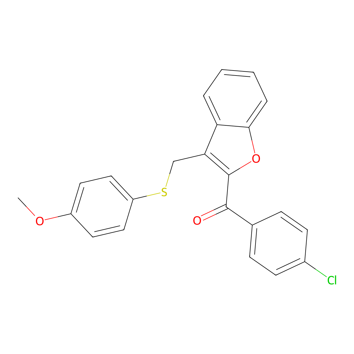 (4-Chlorophenyl)(3-{[(4-methoxyphenyl)sulfanyl]methyl}-1-benzofuran-2-yl)methanone molecular structure, CAS 338411-51-1