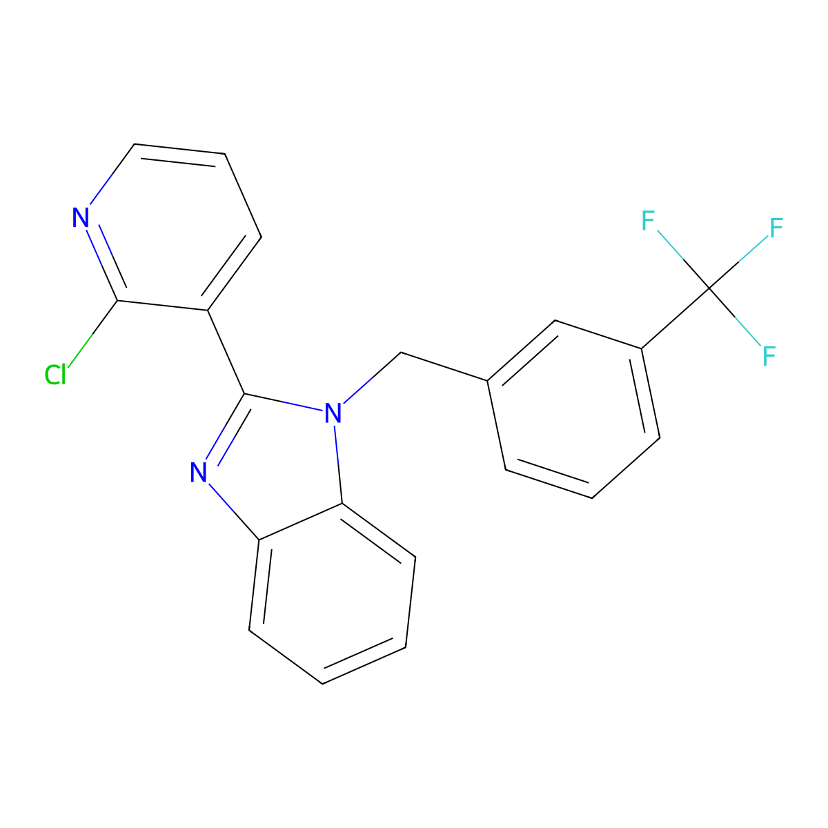 2-(2-Chloro-3-pyridinyl)-1-(3-(trifluoromethyl)benzyl)-1H-1,3-benzimidazole molecular structure, CAS 338411-55-5