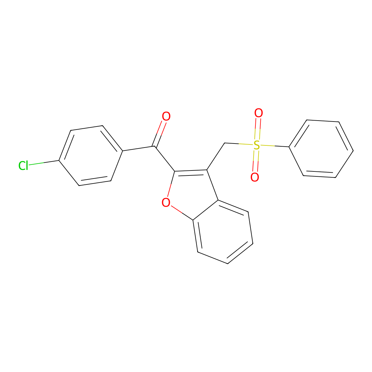 (4-Chlorophenyl){3-[(phenylsulfonyl)methyl]-1-benzofuran-2-yl}methanone molecular structure, CAS 338411-57-7