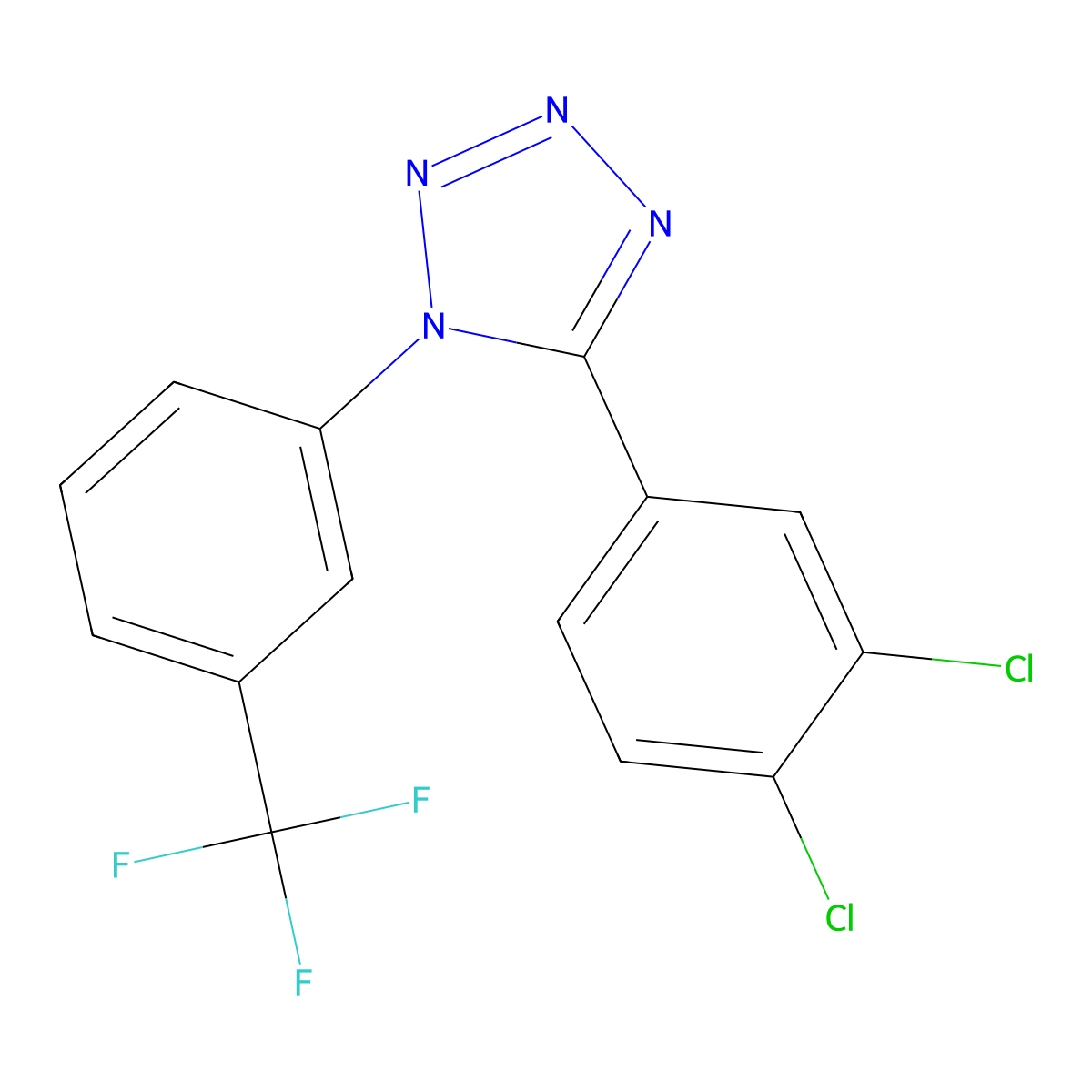 5-(3,4-dichlorophenyl)-1-[3-(trifluoromethyl)phenyl]-1H-1,2,3,4-tetraazole molecular structure, CAS 338411-62-4