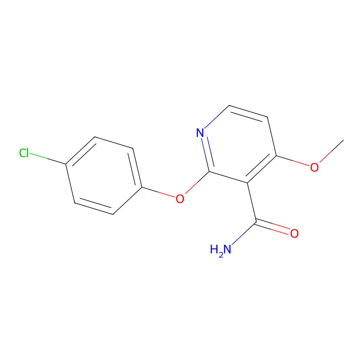 2-(4-Chlorophenoxy)-4-methoxypyridine-3-carboxamide molecular structure, CAS 338411-63-5