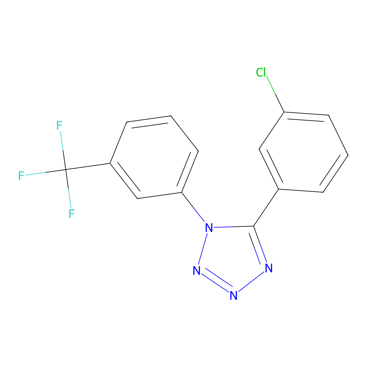 5-(3-chlorophenyl)-1-[3-(trifluoromethyl)phenyl]-1H-1,2,3,4-tetraazole molecular structure, CAS 338411-64-6