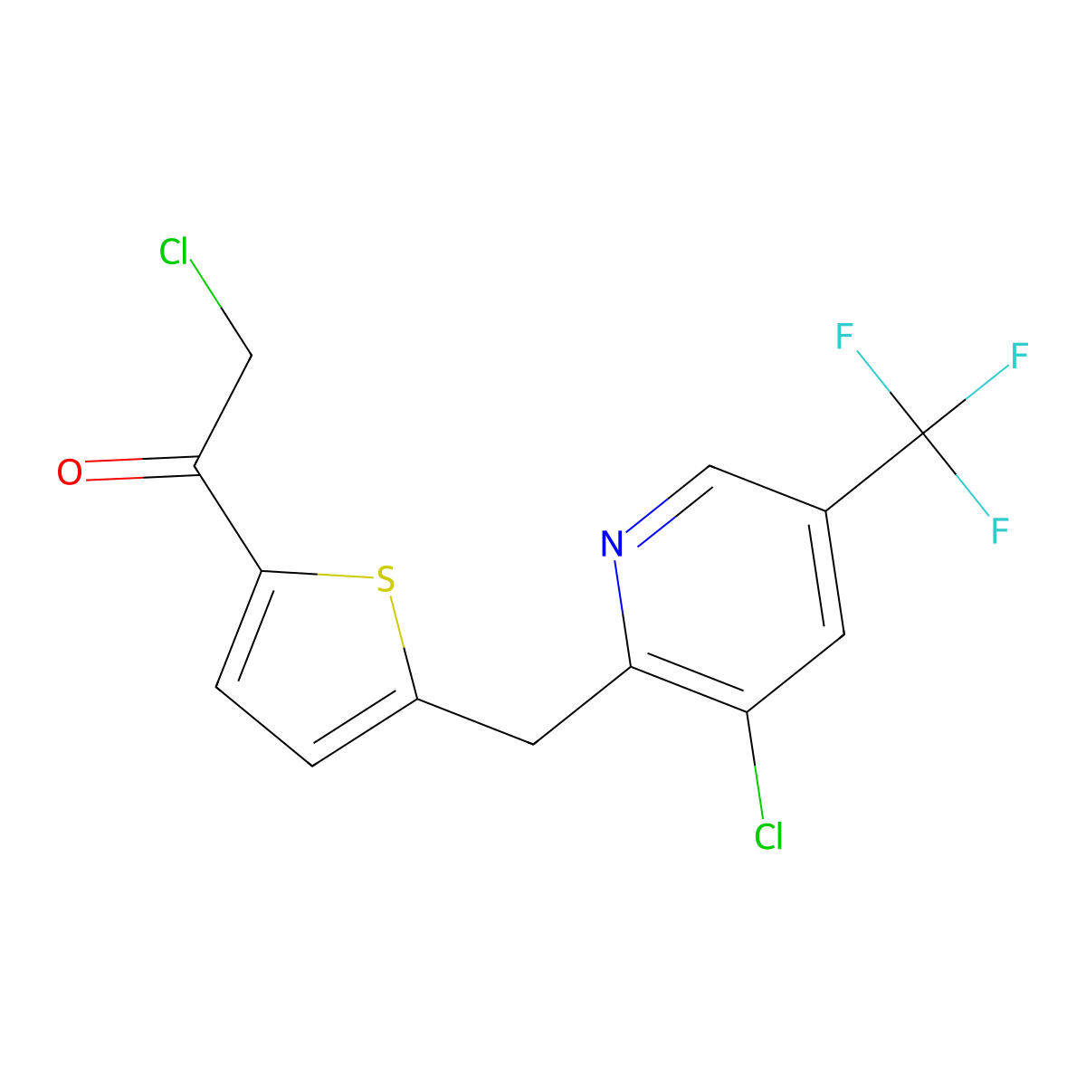2-Chloro-1-(5-{[3-chloro-5-(trifluoromethyl)-2-pyridinyl]methyl}-2-thienyl)-1-ethanone molecular structure, CAS 338411-65-7