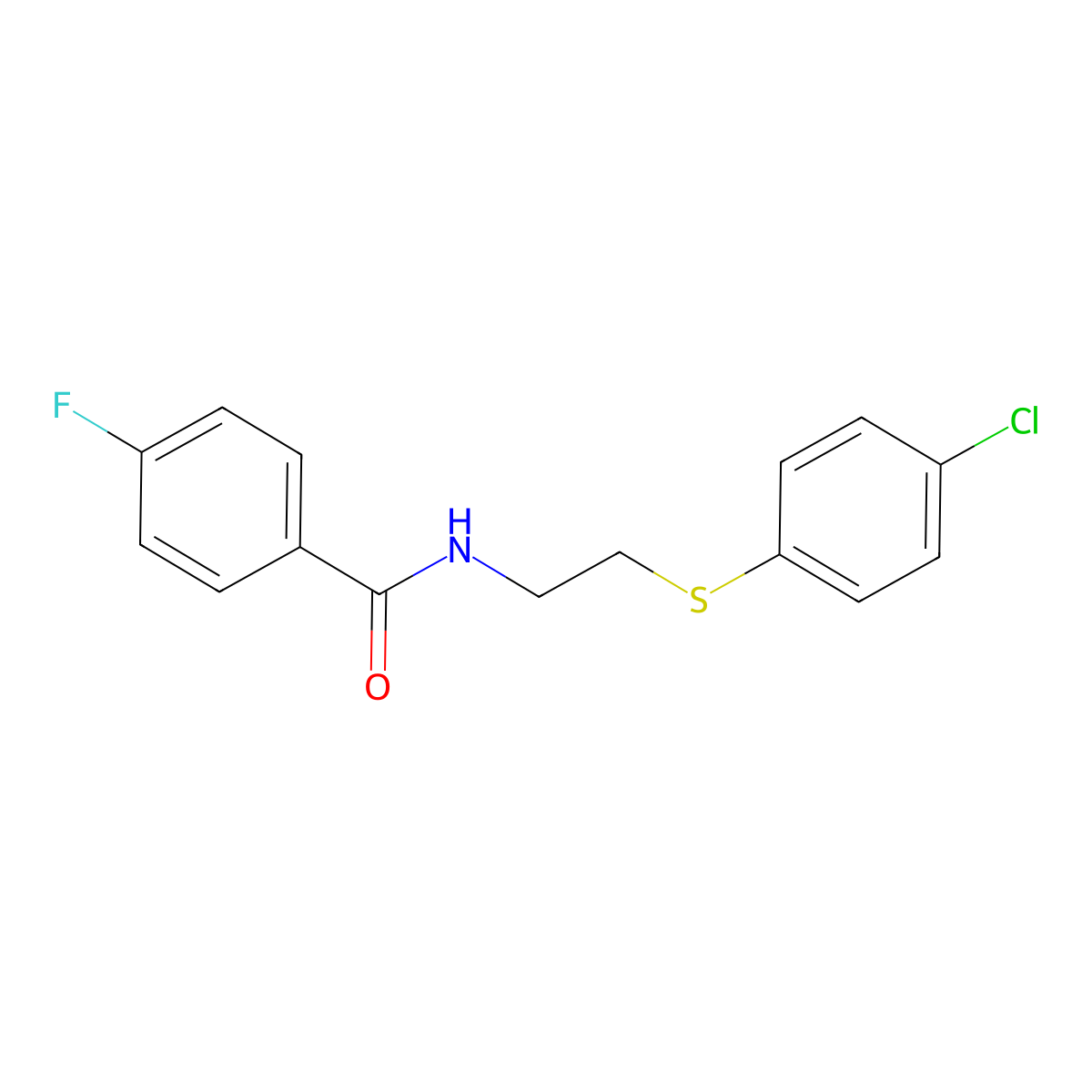 N-(2-((4-Chlorophenyl)sulfanyl)ethyl)-4-fluorobenzenecarboxamide molecular structure, CAS 338411-66-8