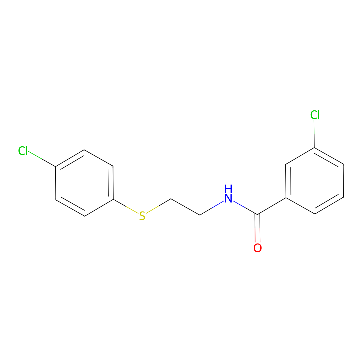 3-chloro-N-[2-(4-chlorophenyl)sulfanylethyl]benzamide molecular structure, CAS 338411-68-0