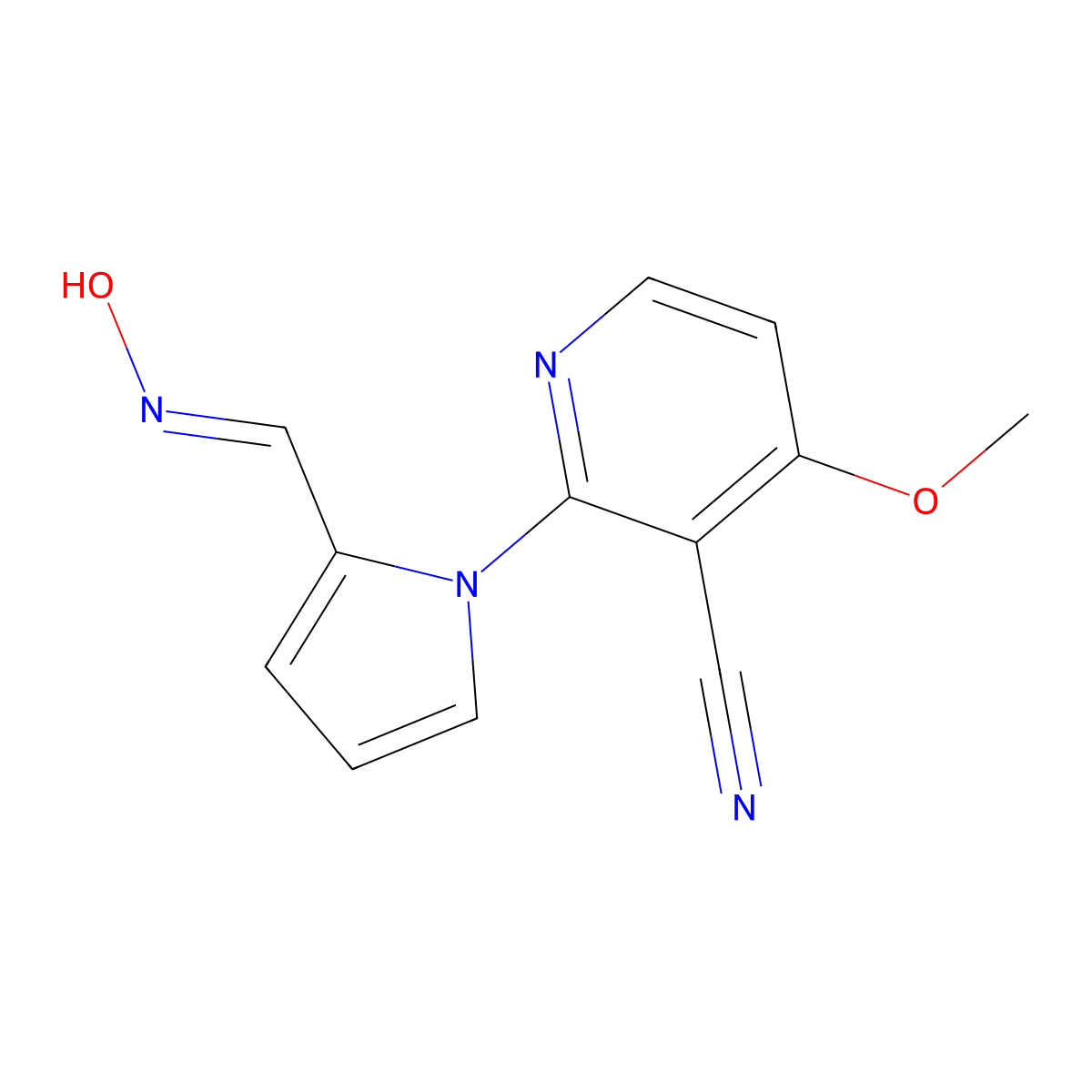 2-{2-[(hydroxyimino)methyl]-1H-pyrrol-1-yl}-4-methoxynicotinonitrile molecular structure, CAS 338411-79-3