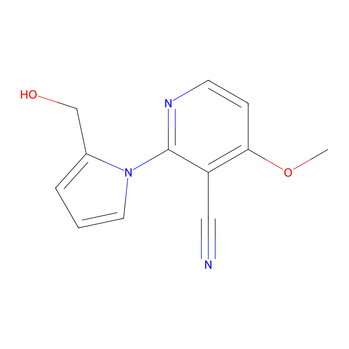 2-[2-(hydroxymethyl)-1H-pyrrol-1-yl]-4-methoxynicotinonitrile molecular structure, CAS 338411-81-7