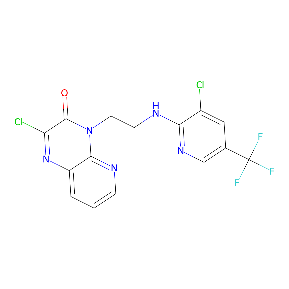 2-chloro-4-(2-{[3-chloro-5-(trifluoromethyl)-2-pyridinyl]amino}ethyl)pyrido[2,3-b]pyrazin-3(4H)-one molecular structure, CAS 338411-94-2