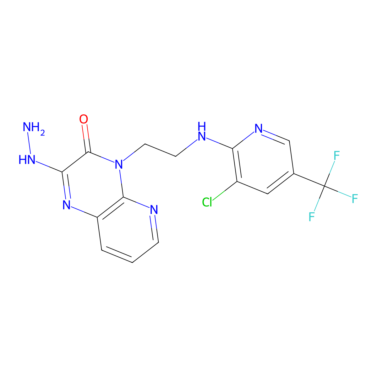 4-(2-{[3-chloro-5-(trifluoromethyl)-2-pyridinyl]amino}ethyl)-2-hydrazinopyrido[2,3-b]pyrazin-3(4H)-one molecular structure, CAS 338411-95-3