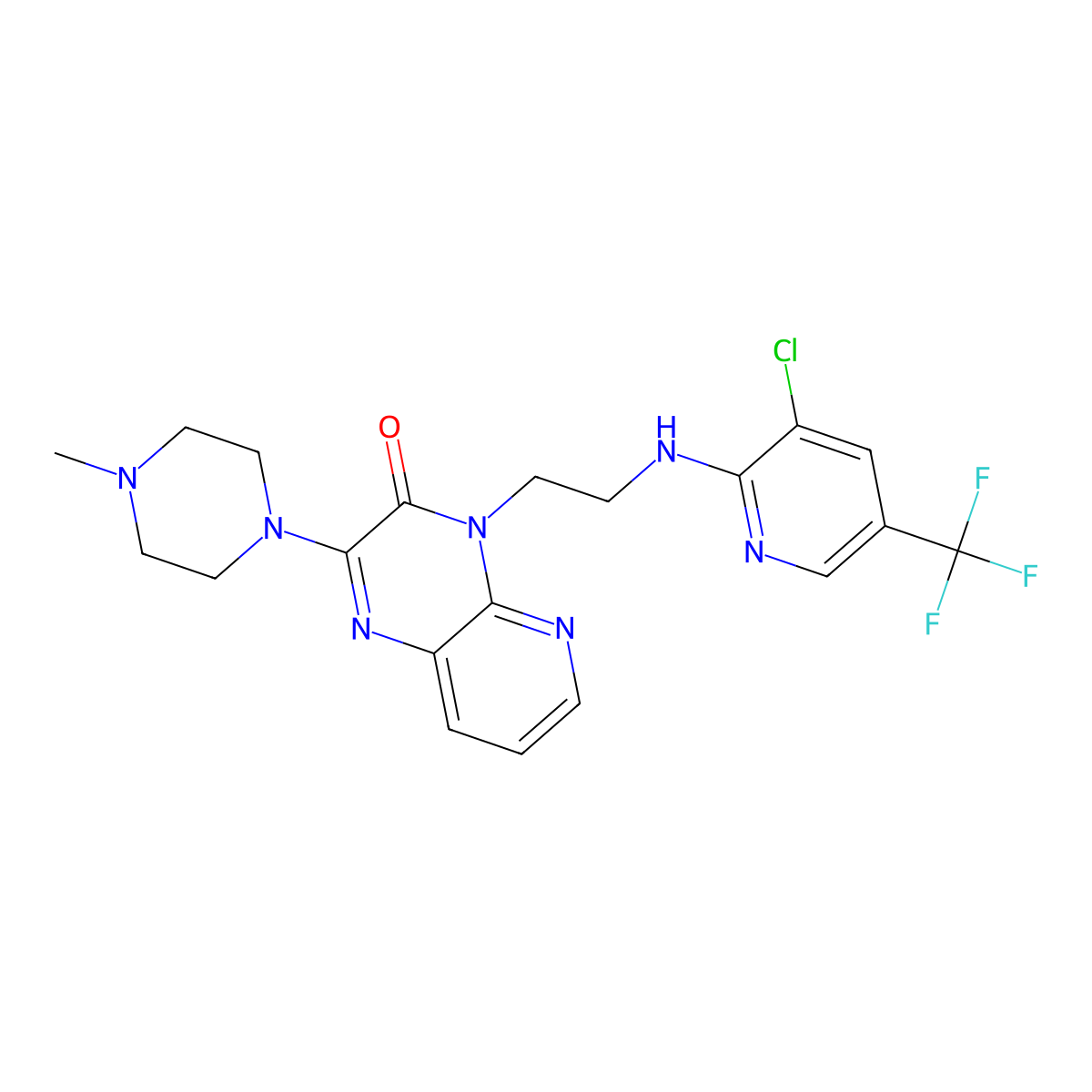 4-(2-{[3-chloro-5-(trifluoromethyl)-2-pyridinyl]amino}ethyl)-2-(4-methylpiperazino)pyrido[2,3-b]pyrazin-3(4H)-one molecular structure, CAS 338411-99-7