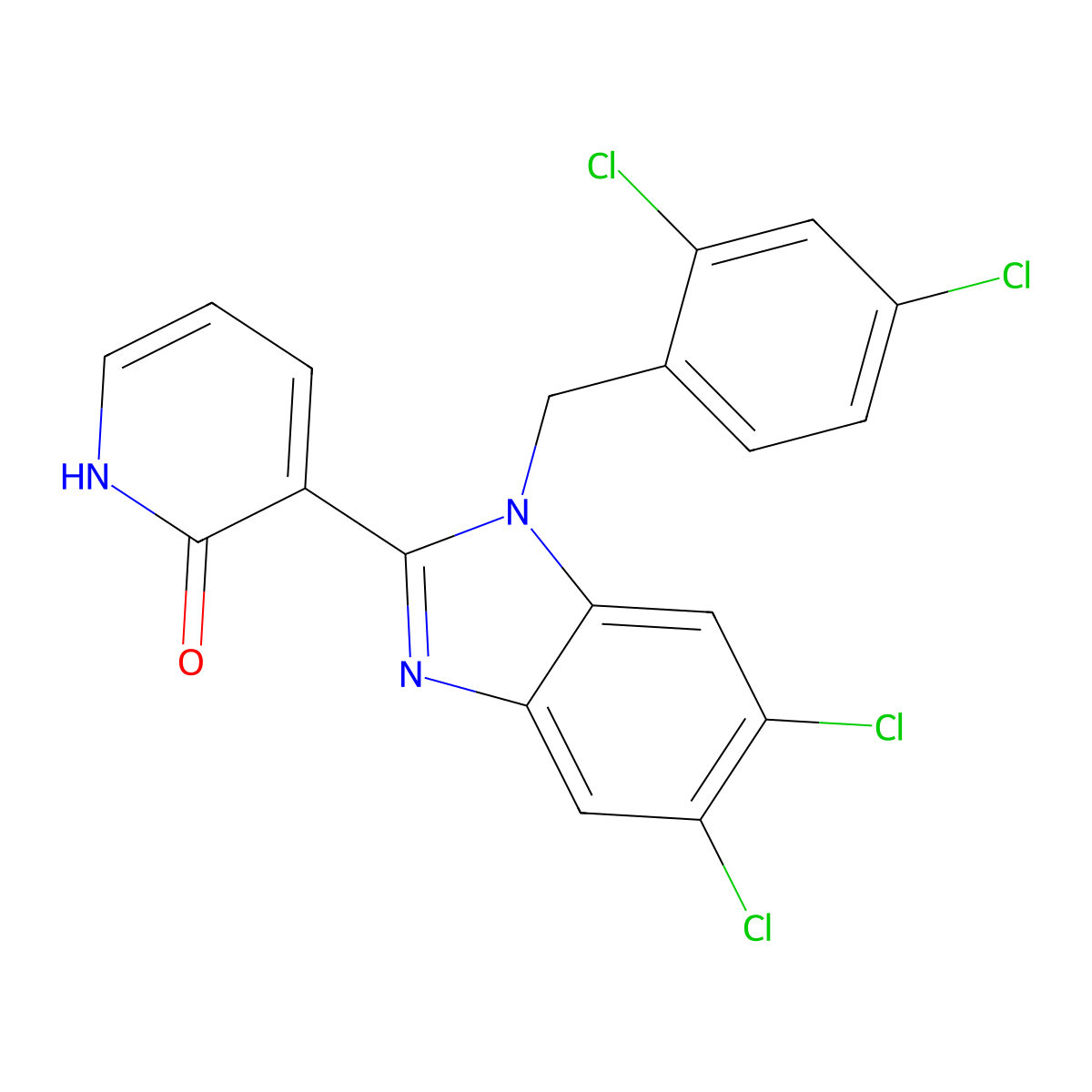 3-[5,6-dichloro-1-(2,4-dichlorobenzyl)-1H-1,3-benzimidazol-2-yl]-2(1H)-pyridinone molecular structure, CAS 338412-08-1