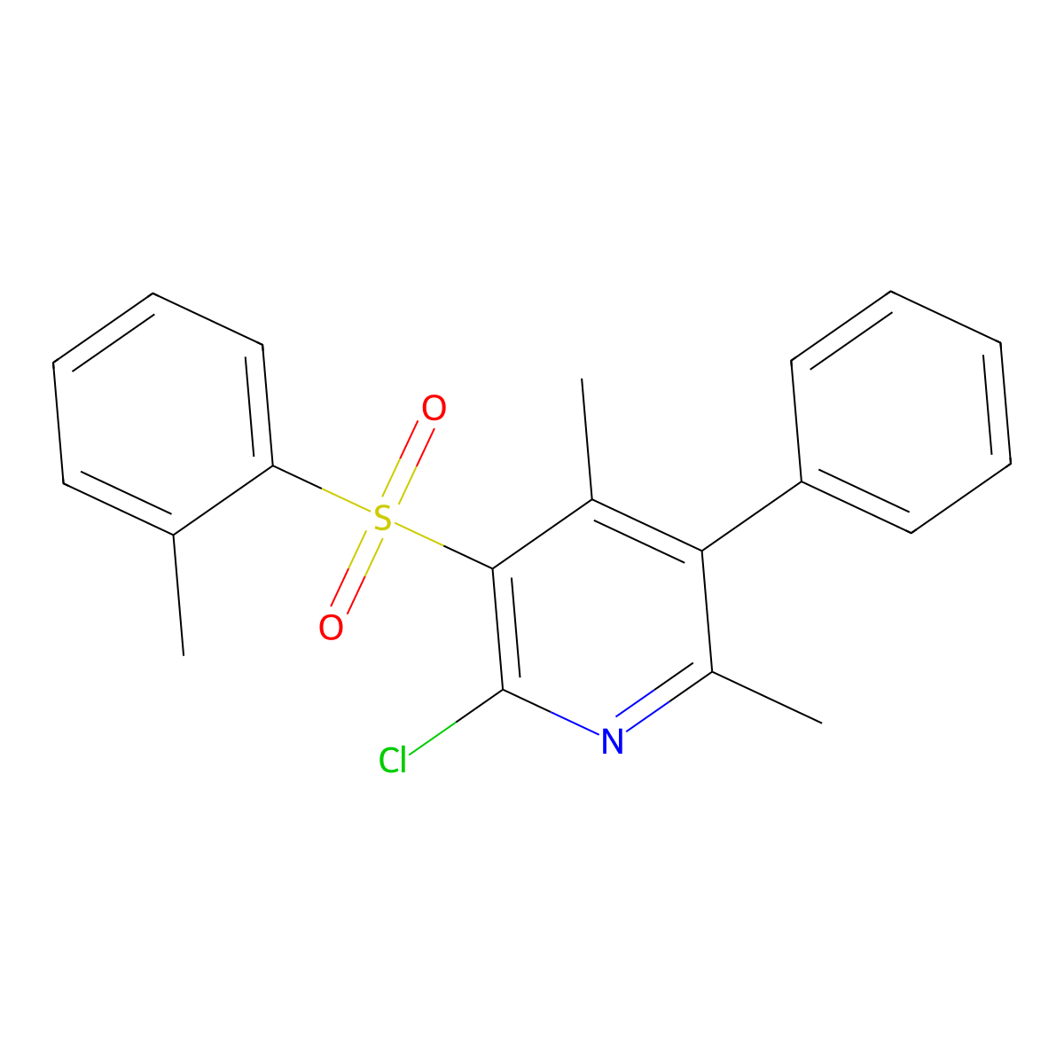 2-Chloro-4,6-dimethyl-3-[(2-methylphenyl)sulfonyl]-5-phenylpyridine molecular structure, CAS 338412-14-9