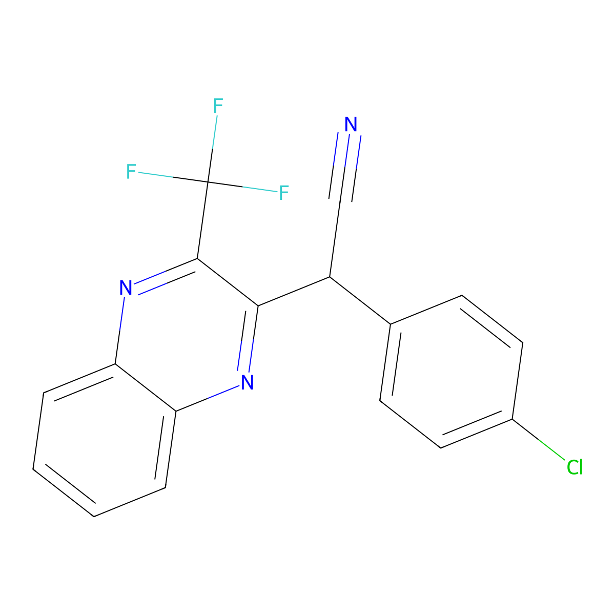 2-(4-Chlorophenyl)-2-[3-(trifluoromethyl)quinoxalin-2-yl]acetonitrile molecular structure, CAS 338412-15-0