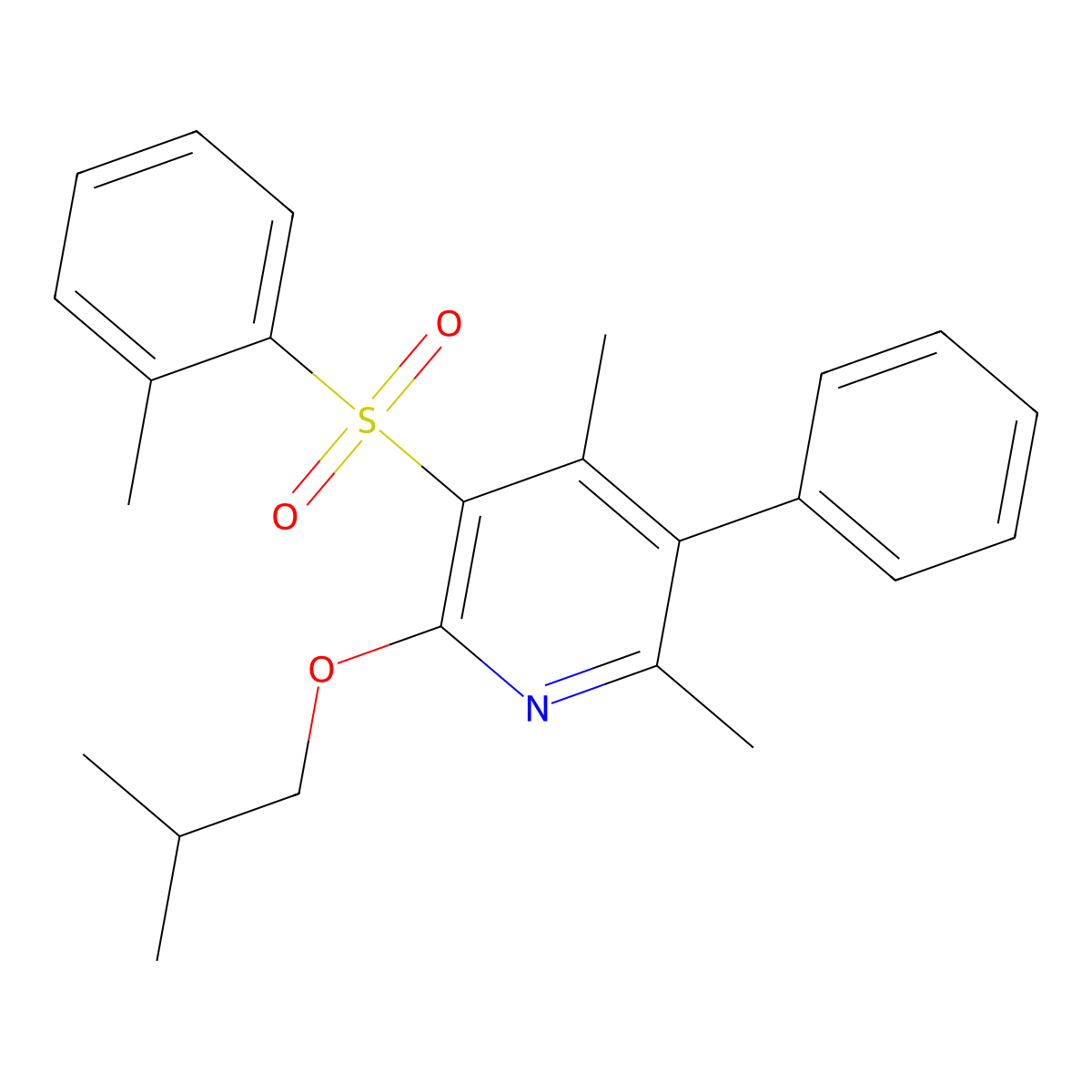2-Isobutoxy-4,6-dimethyl-5-phenyl-3-pyridinyl 2-methylphenyl sulfone molecular structure, CAS 338412-18-3