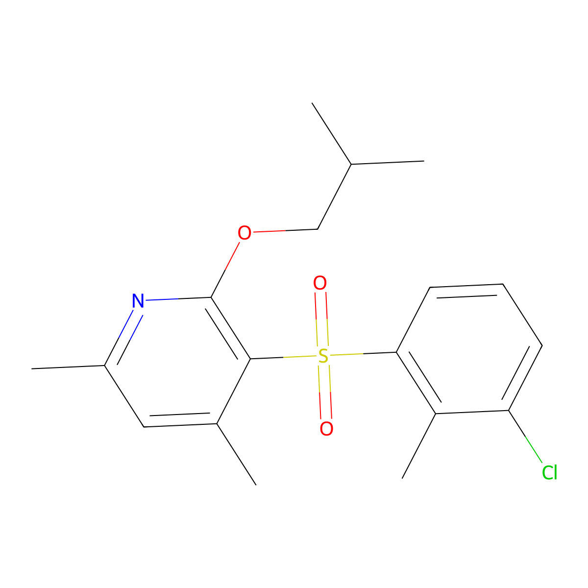 3-[(3-Chloro-2-methylphenyl)sulfonyl]-2-isobutoxy-4,6-dimethylpyridine molecular structure, CAS 338412-20-7