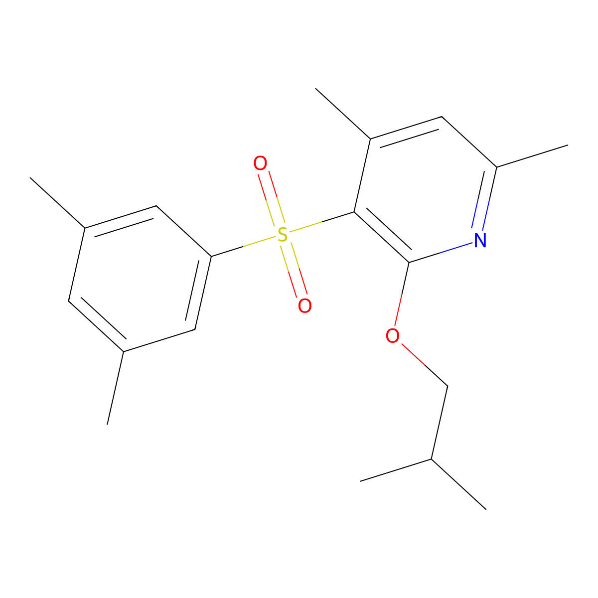 3-[(3,5-Dimethylphenyl)sulfonyl]-2-isobutoxy-4,6-dimethylpyridine molecular structure, CAS 338412-22-9