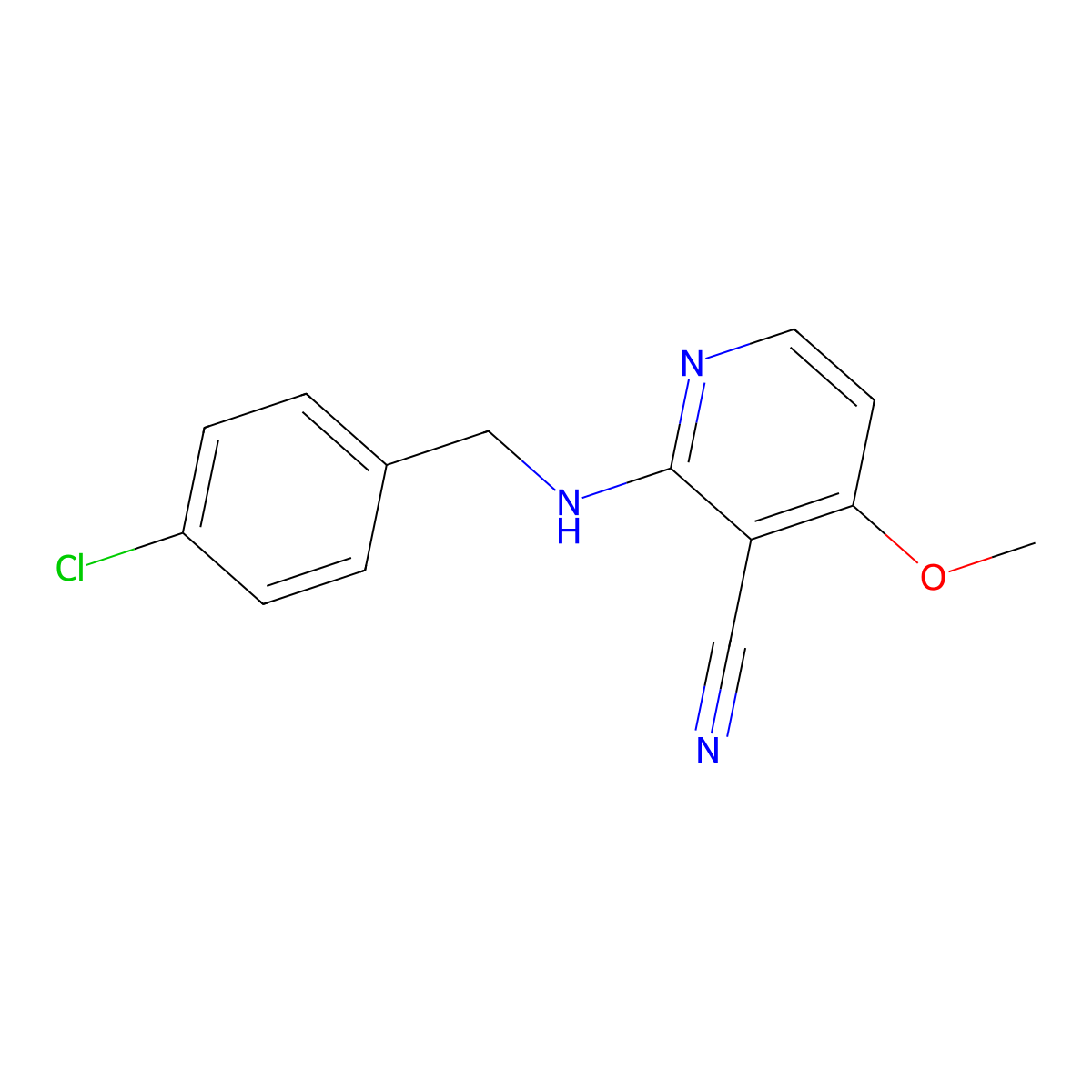 2-[(4-Chlorobenzyl)amino]-4-methoxynicotinonitrile molecular structure, CAS 338412-23-0