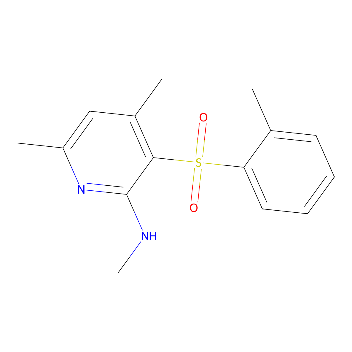 N,4,6-trimethyl-3-[(2-methylphenyl)sulfonyl]-2-pyridinamine molecular structure, CAS 338412-26-3