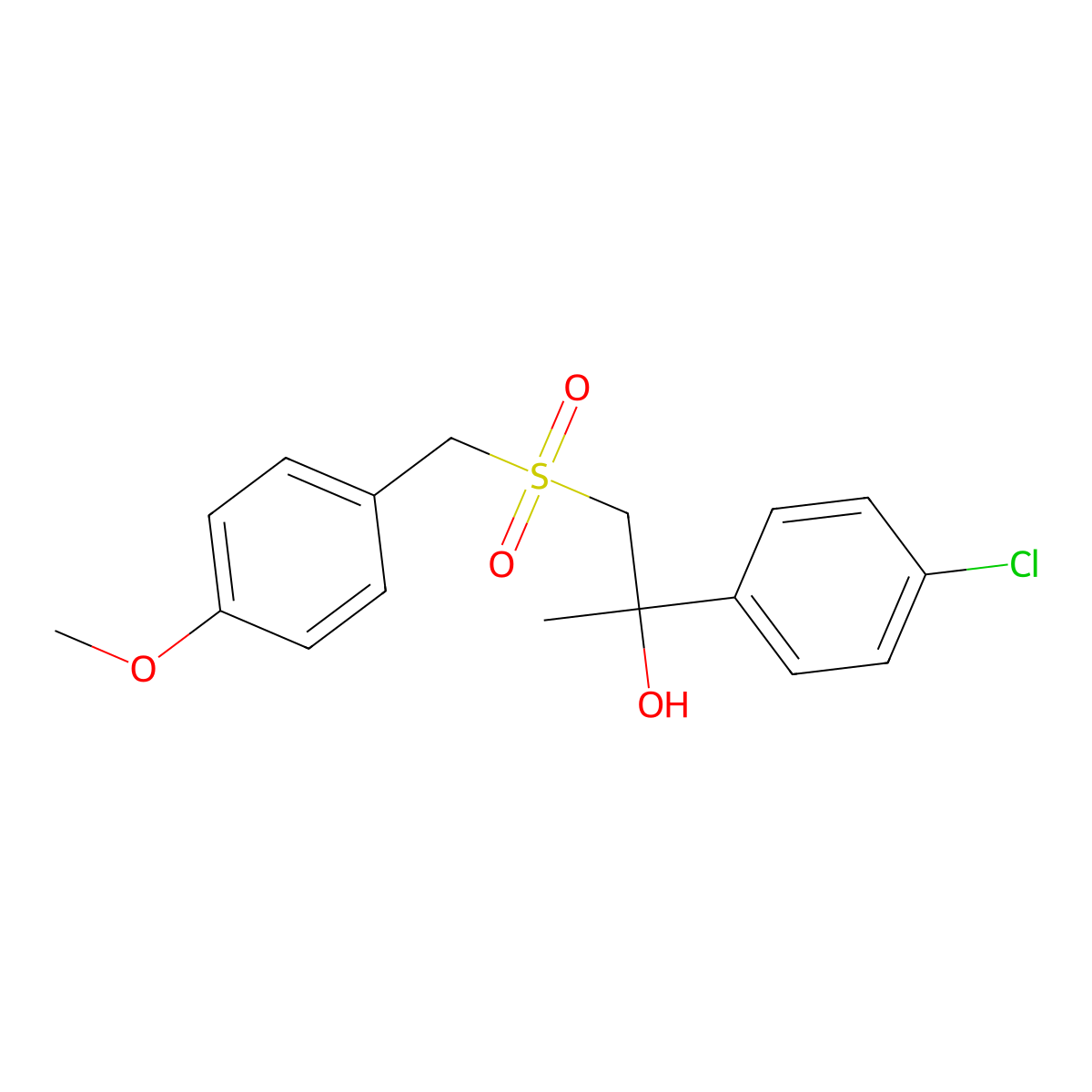 2-(4-Chlorophenyl)-1-[(4-methoxybenzyl)sulfonyl]-2-propanol molecular structure, CAS 338412-34-3