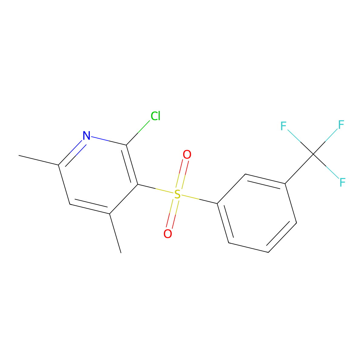 2-Chloro-4,6-dimethyl-3-pyridinyl 3-(trifluoromethyl)phenyl sulfone molecular structure, CAS 338412-36-5