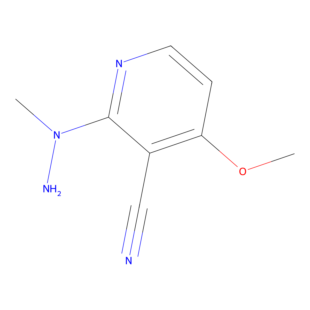 4-Methoxy-2-(1-methylhydrazino)nicotinonitrile molecular structure, CAS 338412-37-6