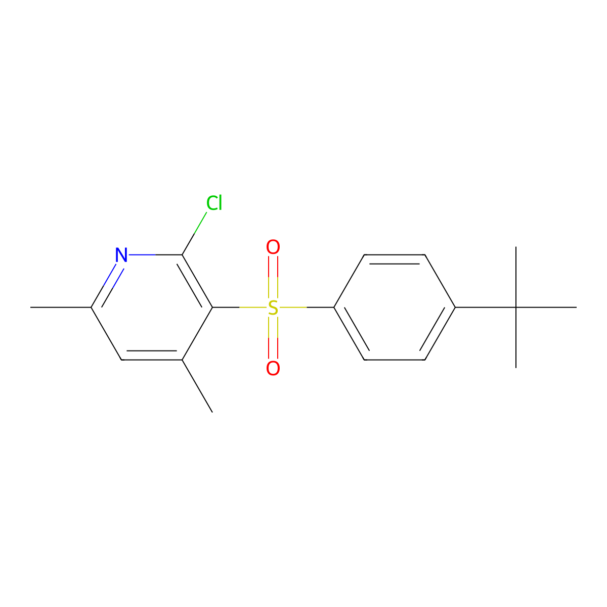 3-{[4-(Tert-butyl)phenyl]sulfonyl}-2-chloro-4,6-dimethylpyridine molecular structure, CAS 338412-38-7