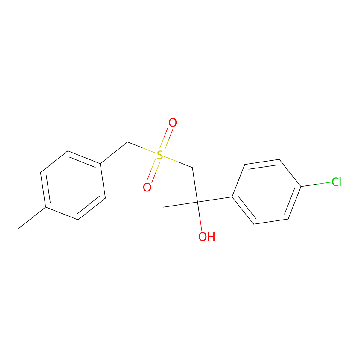 2-(4-Chlorophenyl)-1-[(4-methylbenzyl)sulfonyl]-2-propanol molecular structure, CAS 338412-41-2