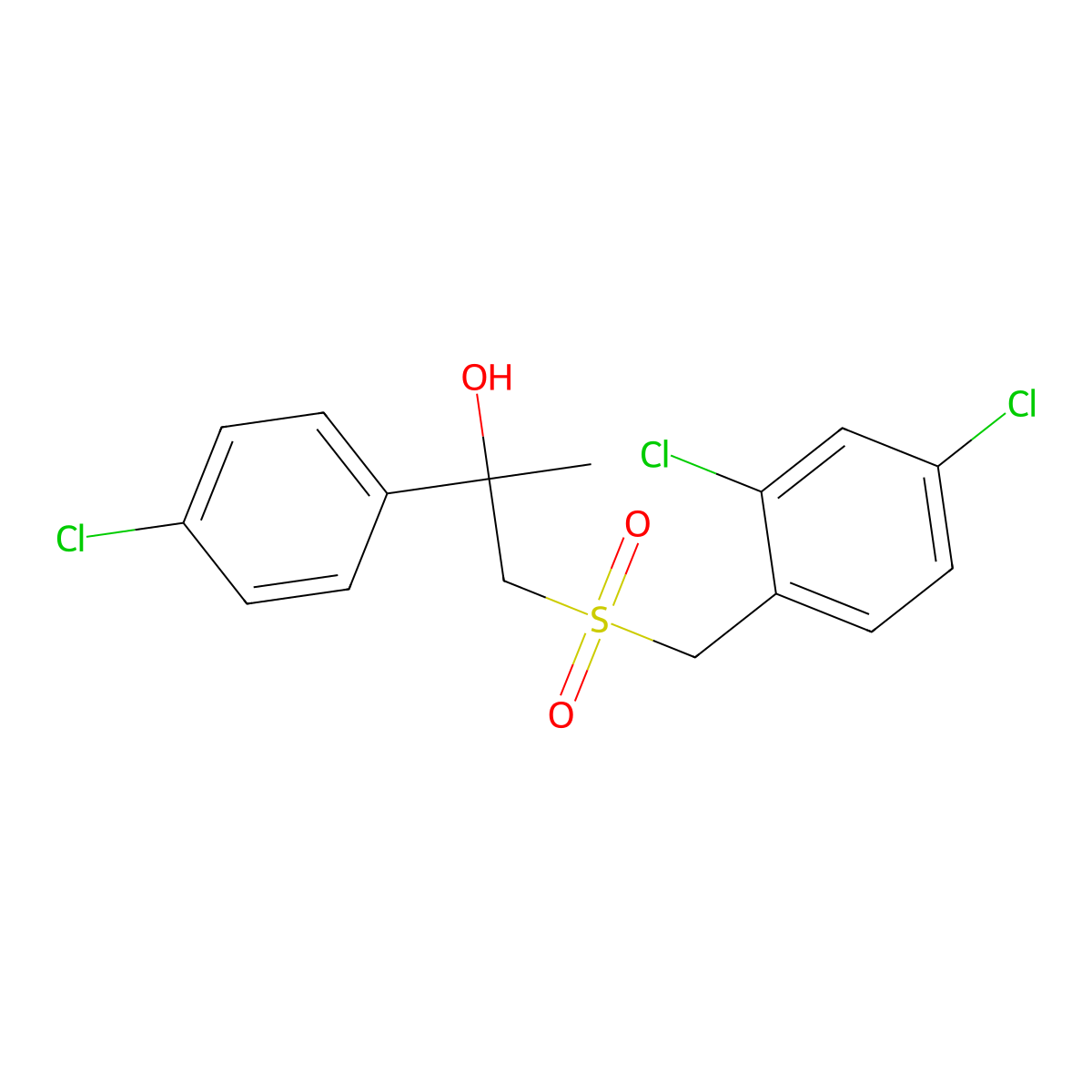 2-(4-Chlorophenyl)-1-[(2,4-dichlorobenzyl)sulfonyl]-2-propanol molecular structure, CAS 338412-42-3