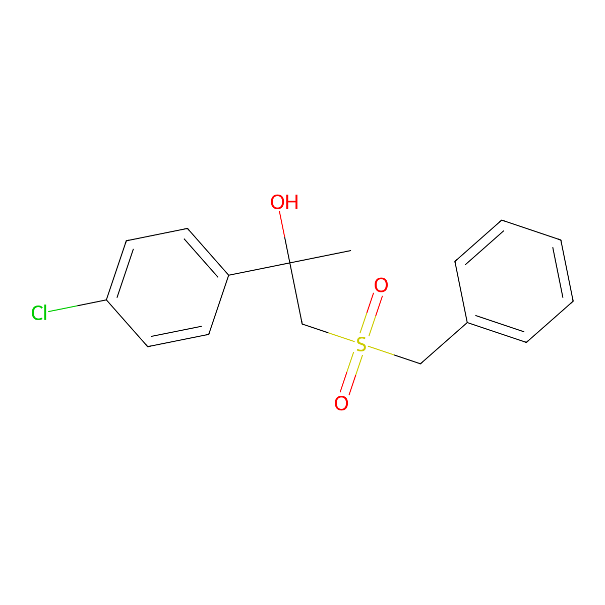 1-(Benzylsulfonyl)-2-(4-chlorophenyl)-2-propanol molecular structure, CAS 338412-43-4