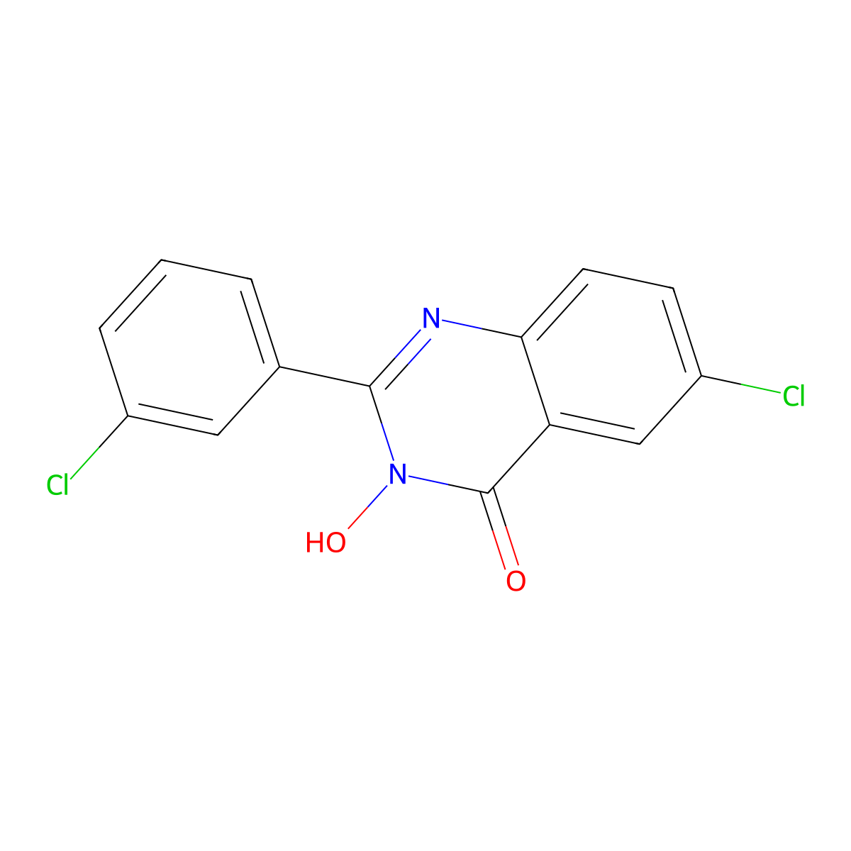 6-Chloro-2-(3-chlorophenyl)-3-hydroxyquinazolin-4-one molecular structure, CAS 338412-46-7