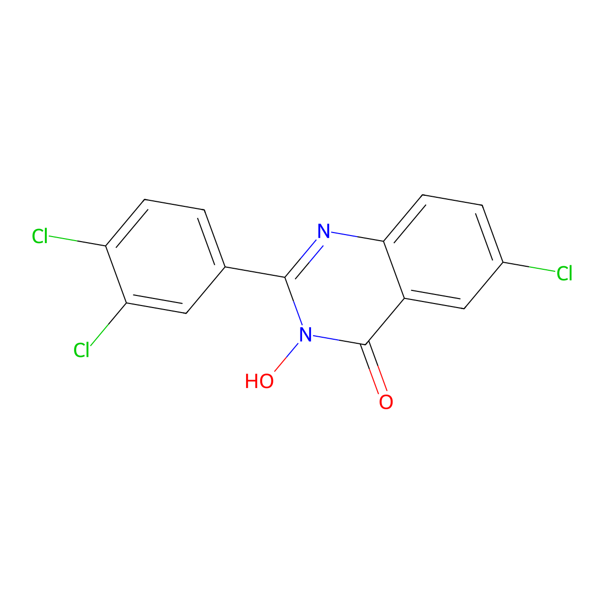 6-chloro-2-(3,4-dichlorophenyl)-3-hydroxy-4(3H)-quinazolinone molecular structure, CAS 338412-56-9