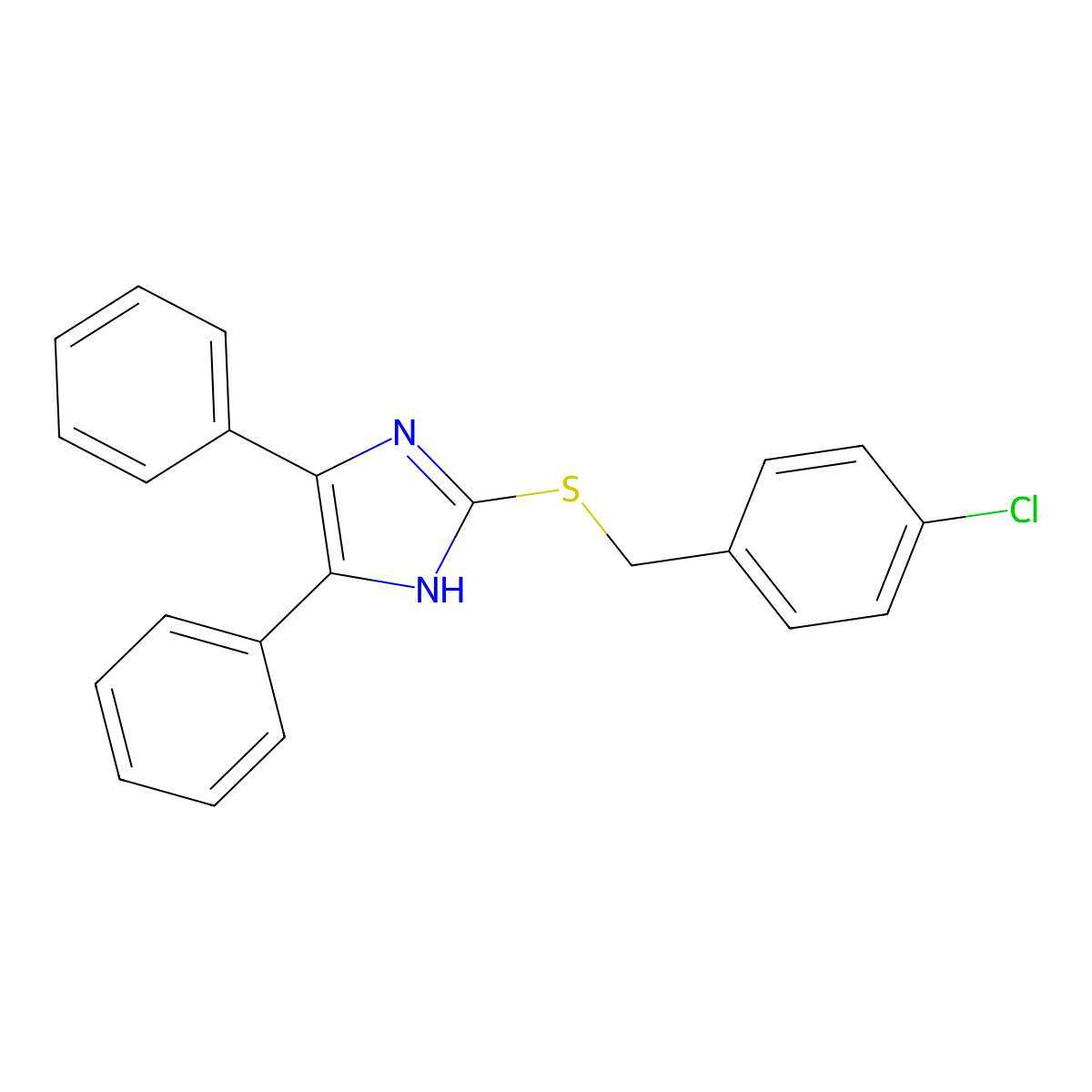 4-chlorobenzyl 4,5-diphenyl-1H-imidazol-2-yl sulfide molecular structure, CAS 338412-77-4
