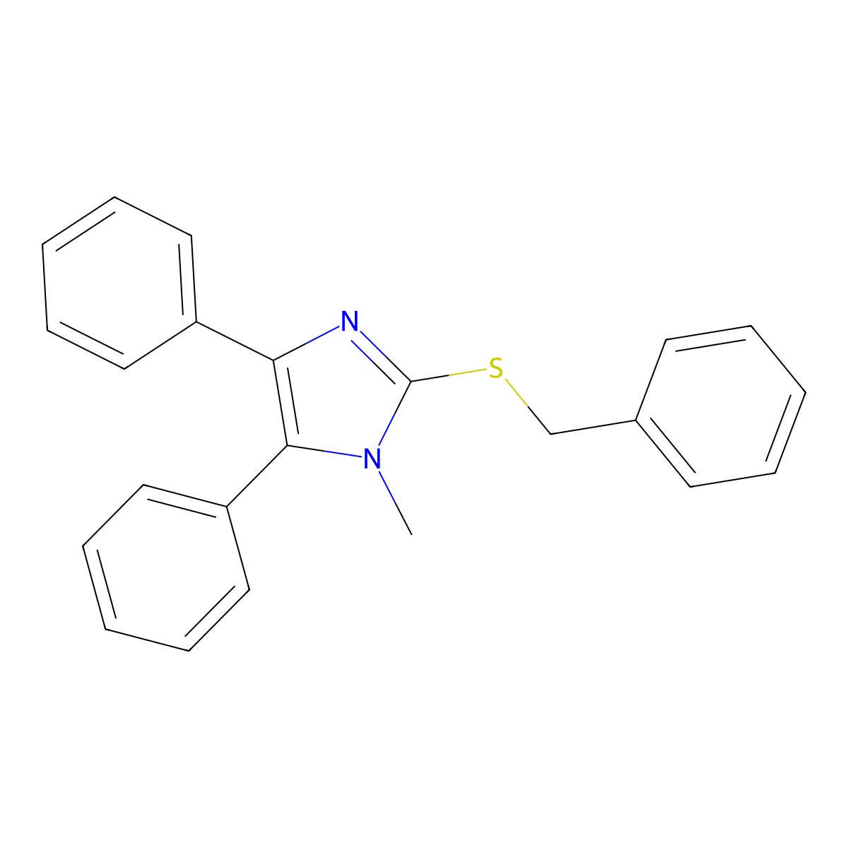2-(benzylsulfanyl)-1-methyl-4,5-diphenyl-1H-imidazole molecular structure, CAS 338412-78-5