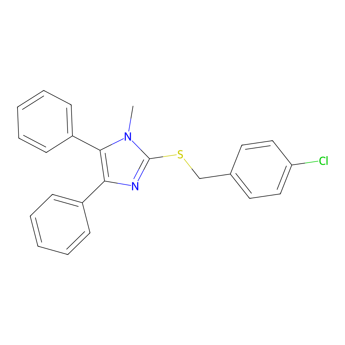 4-chlorobenzyl 1-methyl-4,5-diphenyl-1H-imidazol-2-yl sulfide molecular structure, CAS 338412-82-1
