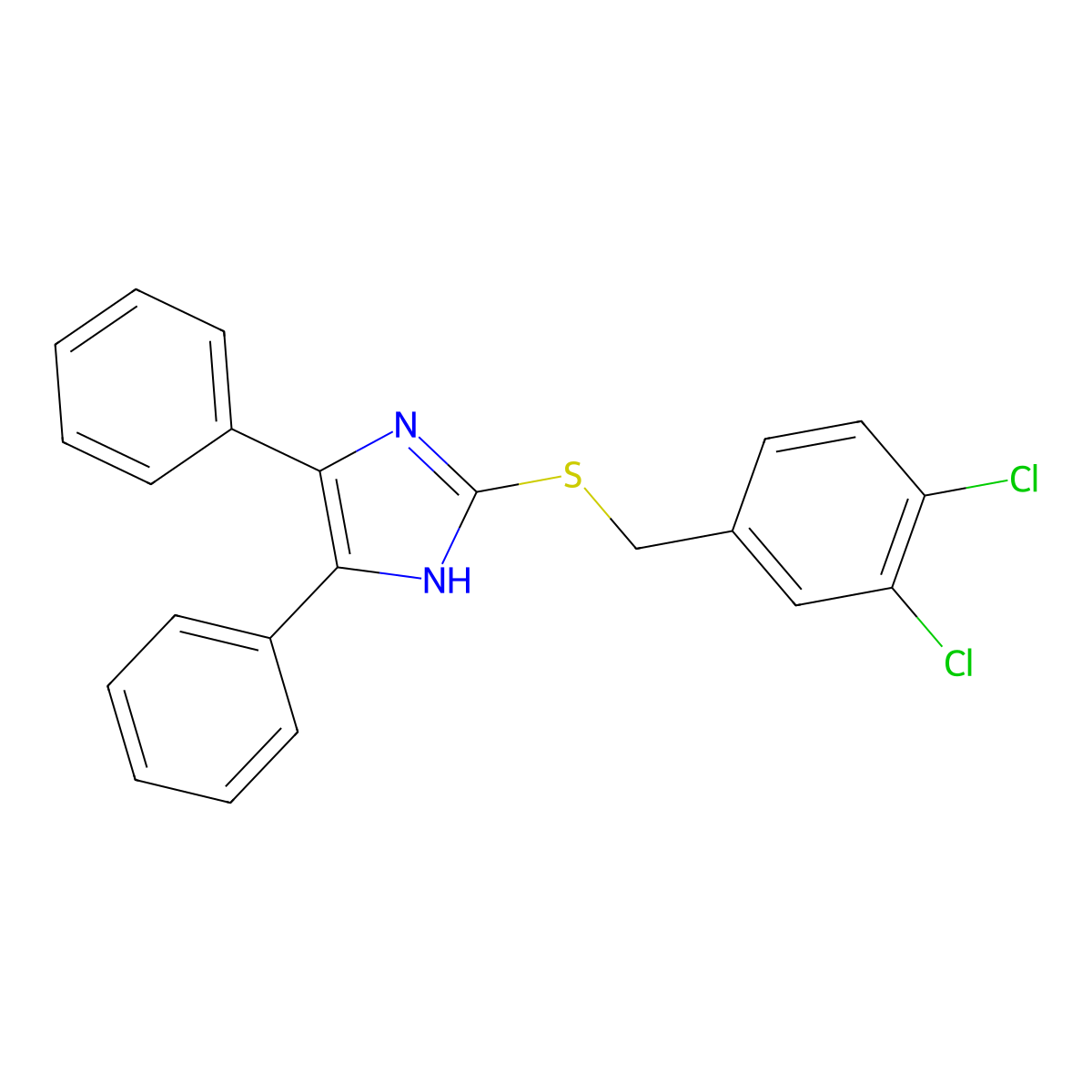 2-[(3,4-dichlorobenzyl)sulfanyl]-4,5-diphenyl-1H-imidazole molecular structure, CAS 338412-84-3